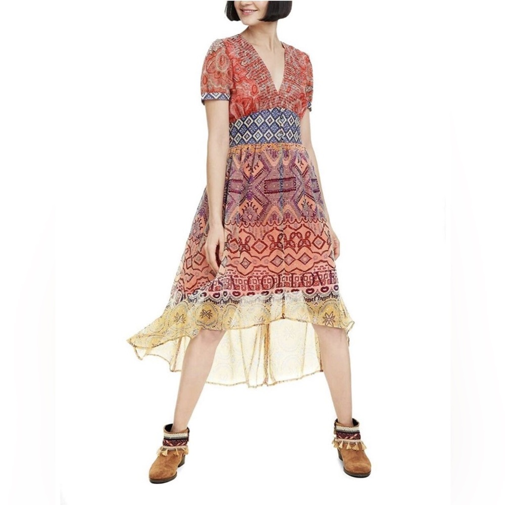 Desigual Multicolor Geometric Midi Dress